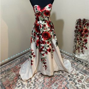 Rose print formal dress